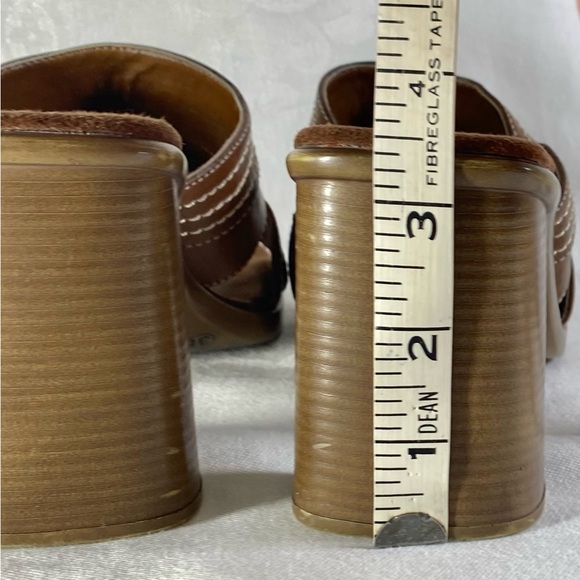 Spring Womens Slide Brown Leather Women Sandal Sz 7 Heel Summer Feminine Glam - Picture 7 of 9